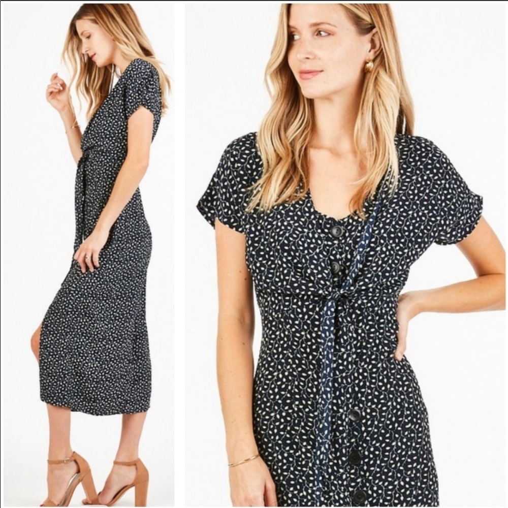 LAST 1️⃣ NAVY BLUE PRINT MIDI DRESS - Picture 8 of 9